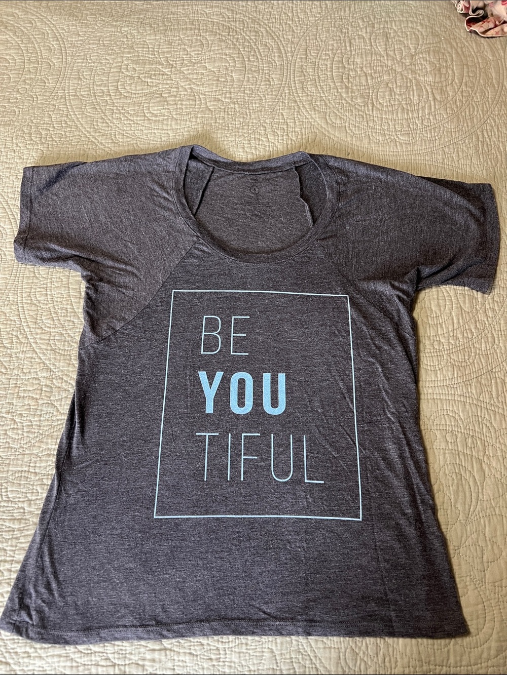 Graphic Short Sleeve Tee - Charcoal with Light Blue Print